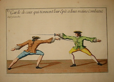 Girard P.J.F. Garde de ceux qui tiennent leur Epée a deux mains combatue 1740 Parigi